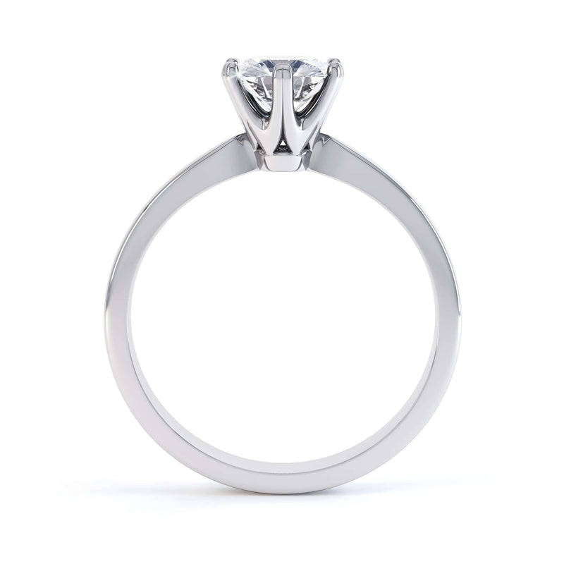 Round Brilliant Cut Centre Stone, Six Claw, Knife edge Shoulders, Diamond Engagement Ring