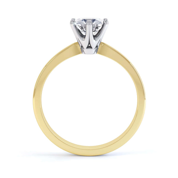 Round Brilliant Cut Centre Stone, Six Claw, Knife edge Shoulders, Diamond Engagement Ring
