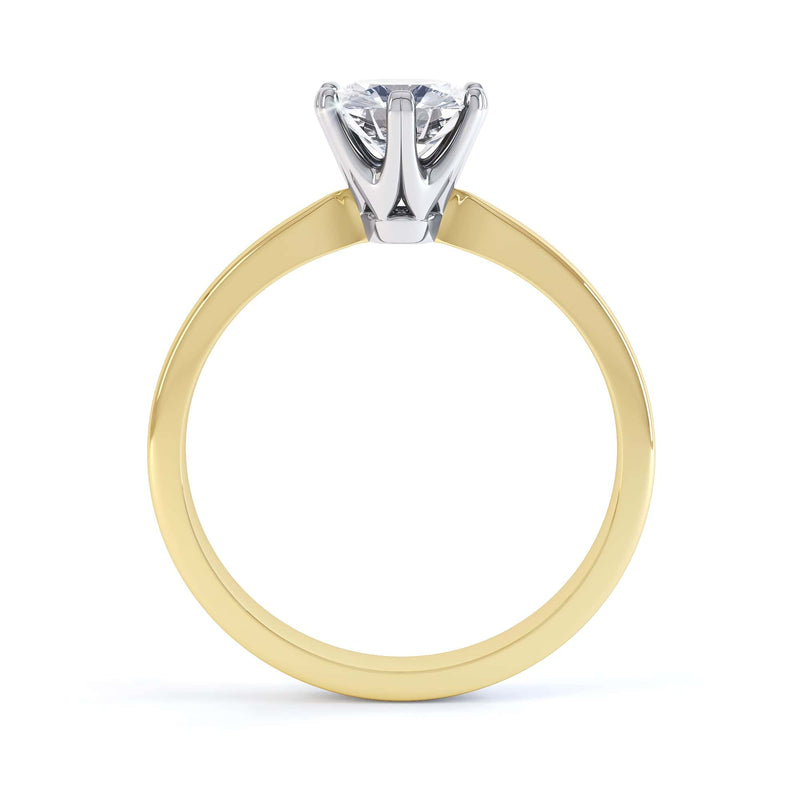 Round Brilliant Cut Centre Stone, Six Claw, Knife edge Shoulders, Diamond Engagement Ring
