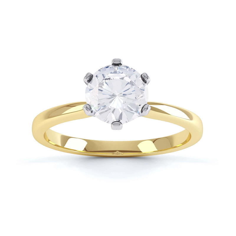 Round Brilliant Cut Centre Stone, Six Claw, Knife edge Shoulders, Diamond Engagement Ring