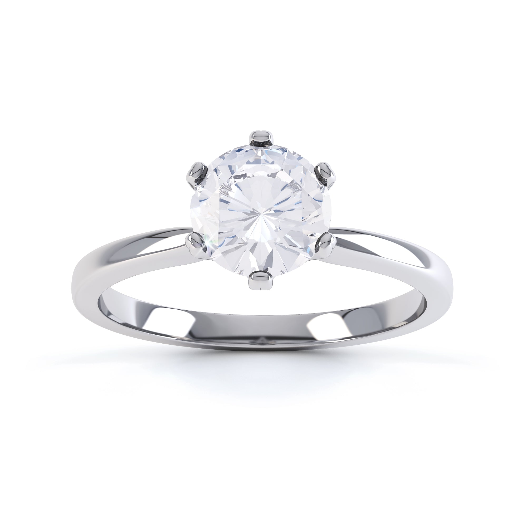 Round Brilliant Cut Centre Stone, Six Claw, Knife edge Shoulders, Diamond Engagement Ring