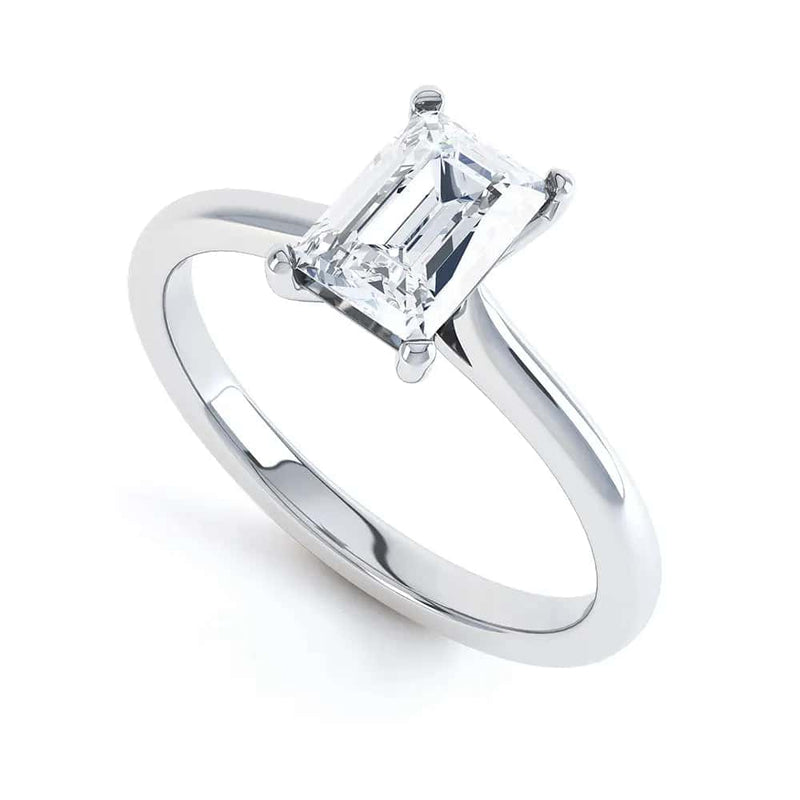 Emerald Cut 4 Claw Diamond Solitaire Ring