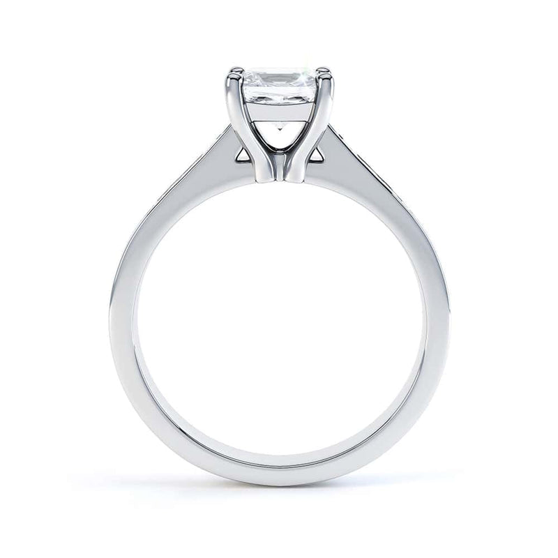 Princess Cut Centre Stone, Four Claw, Parallel Shoulders, Diamond Engagement Ring