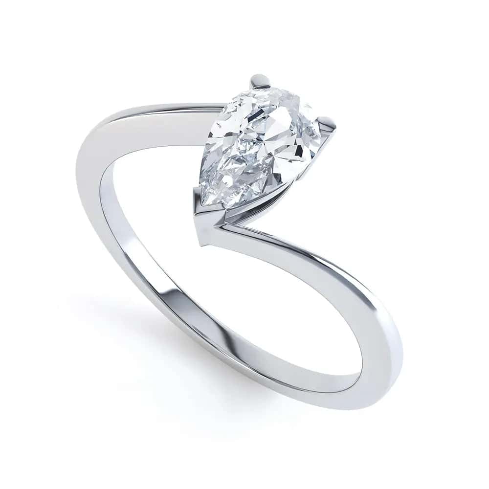 Solitaire  Engagement Ring with Pear Shape Diamond with a twist Shank