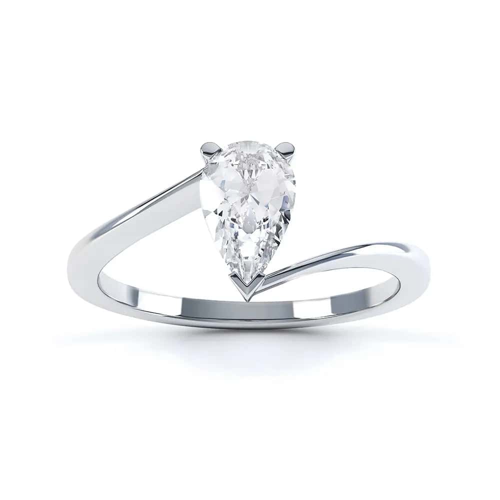 Solitaire  Engagement Ring with Pear Shape Diamond with a twist Shank