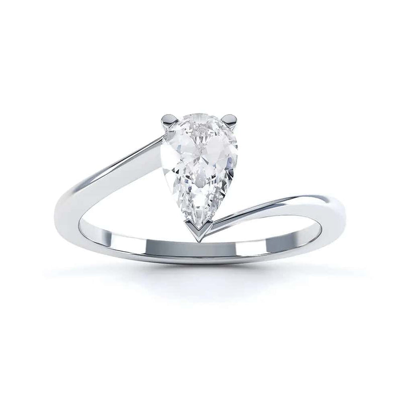 Solitaire  Engagement Ring with Pear Shape Diamond with a twist Shank