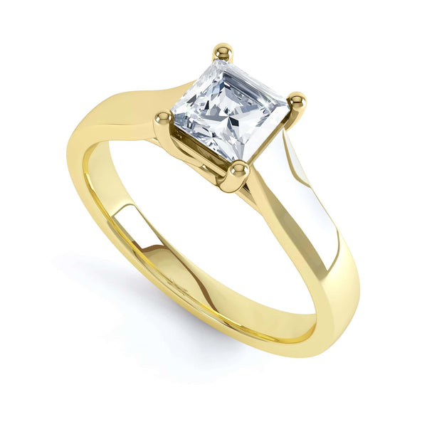 Princess Cut Centre Stone, Four Claw Crossover, Parallel shoulders, Diamond Engagement Ring