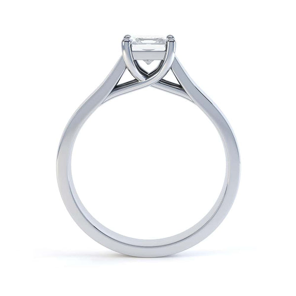 Princess Cut Centre Stone, Four Claw Crossover, Parallel shoulders, Diamond Engagement Ring