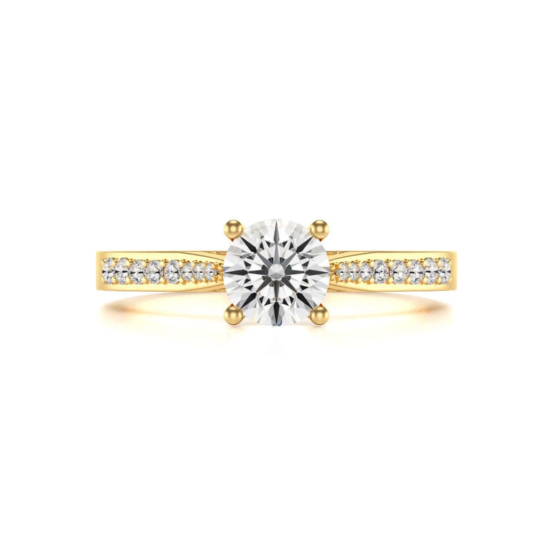Diamond Engagement Ring- Round Four Claw Tapered Set Shoulders