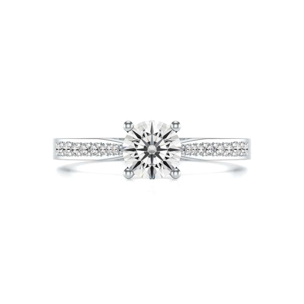 Diamond Engagement Ring- Round Four Claw Tapered Set Shoulders
