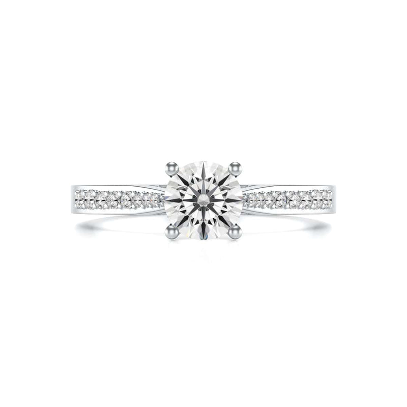 Diamond Engagement Ring- Round Four Claw Tapered Set Shoulders