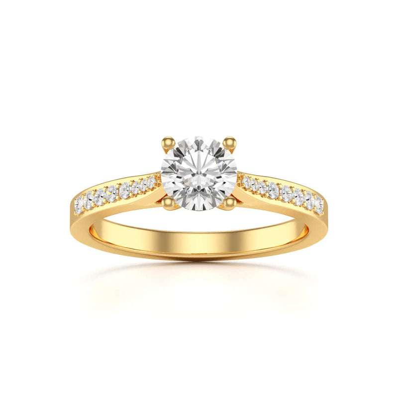 Diamond Engagement Ring- Round Four Claw Tapered Set Shoulders