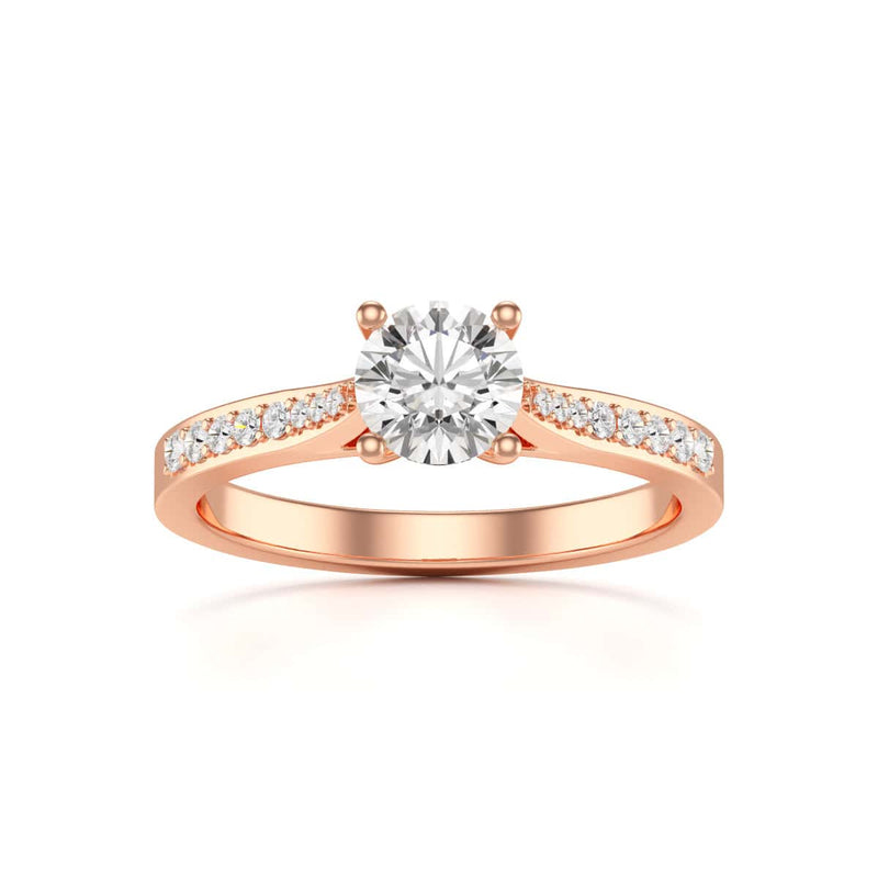 Diamond Engagement Ring- Round Four Claw Tapered Set Shoulders