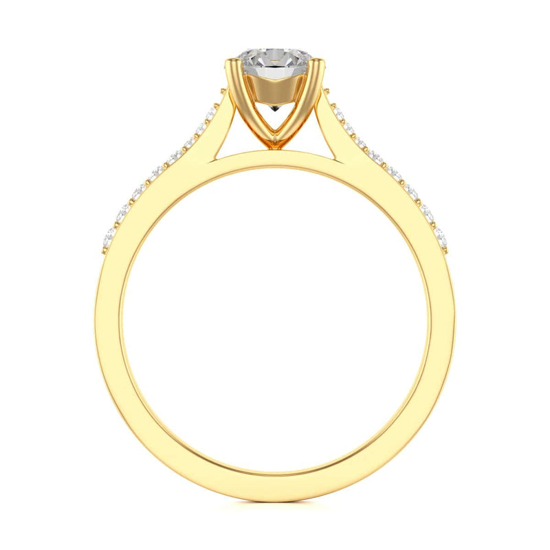 Diamond Engagement Ring- Round Four Claw Tapered Set Shoulders