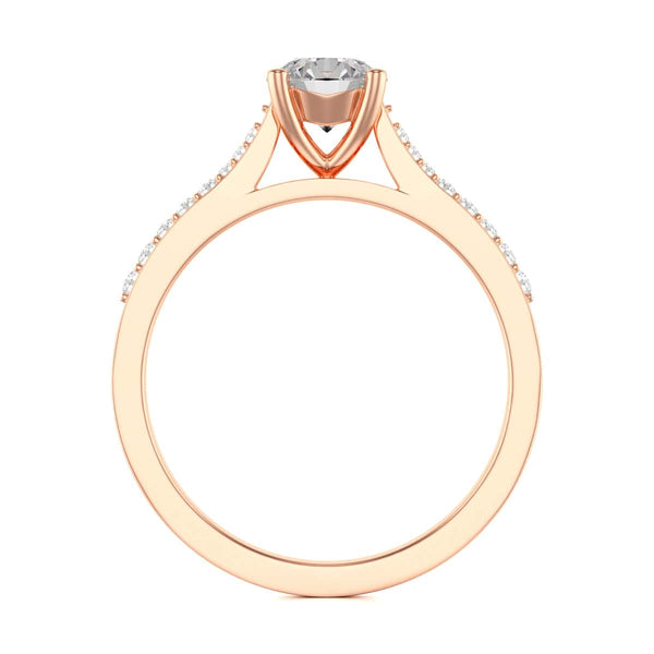 Diamond Engagement Ring- Round Four Claw Tapered Set Shoulders