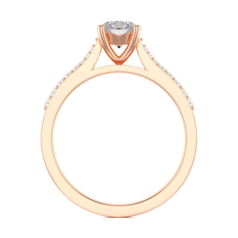 Diamond Engagement Ring- Round Four Claw Tapered Set Shoulders