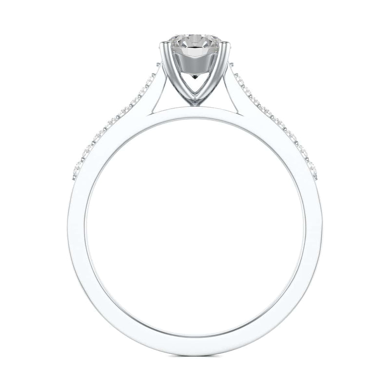 Diamond Engagement Ring- Round Four Claw Tapered Set Shoulders