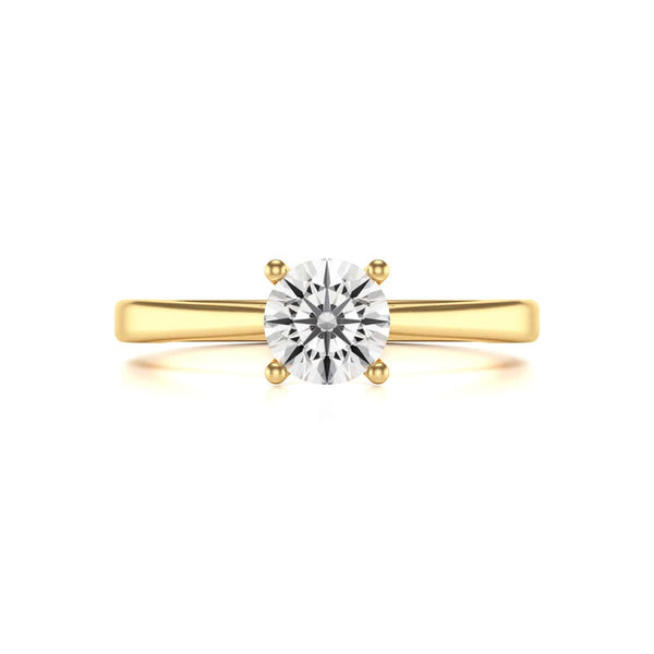 Diamond Engagement Ring- Round Four Claw Tapered Shank Plain