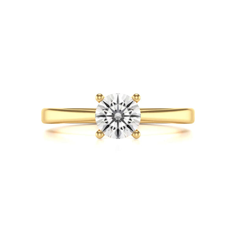 Diamond Engagement Ring- Round Four Claw Tapered Shank Plain
