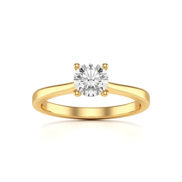 Diamond Engagement Ring- Round Four Claw Tapered Shank Plain