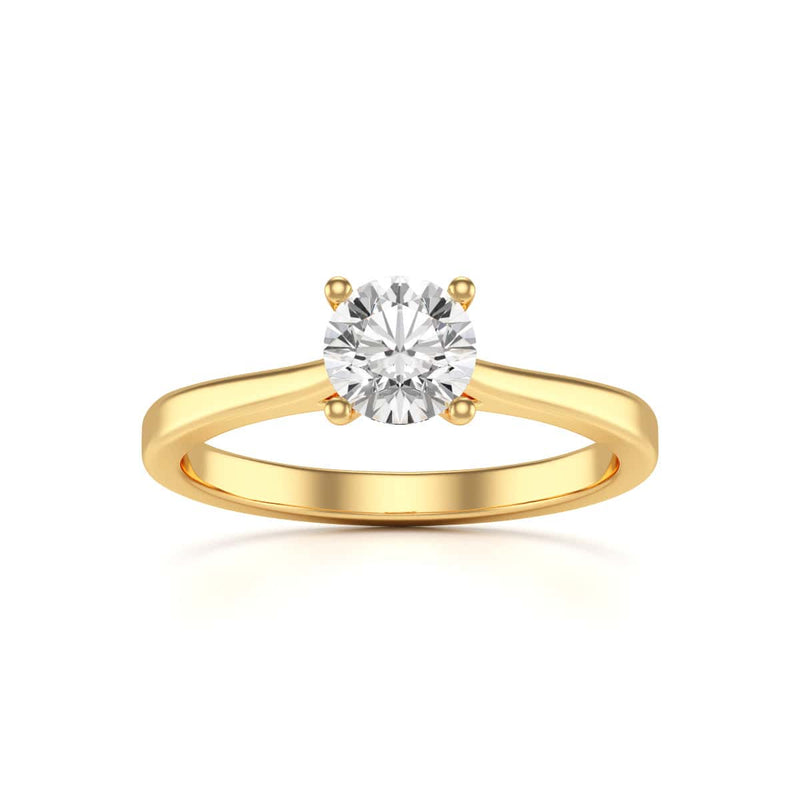 Diamond Engagement Ring- Round Four Claw Tapered Shank Plain
