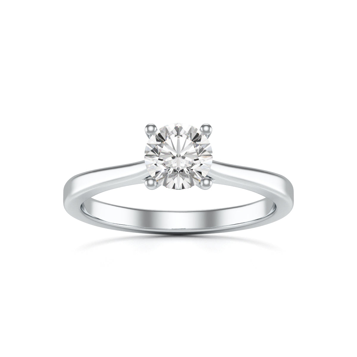 Diamond Engagement Ring- Round Four Claw Tapered Shank Plain