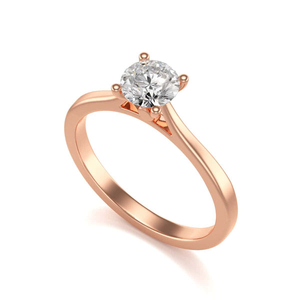 Diamond Engagement Ring- Round Four Claw Tapered Shank Plain