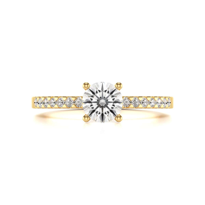 Diamond Engagement Ring- Round Four Claw Scallop Shoulder Set