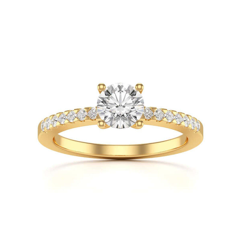 Diamond Engagement Ring- Round Four Claw Scallop Shoulder Set