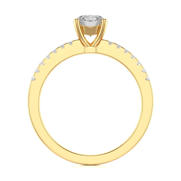 Diamond Engagement Ring- Round Four Claw Scallop Shoulder Set