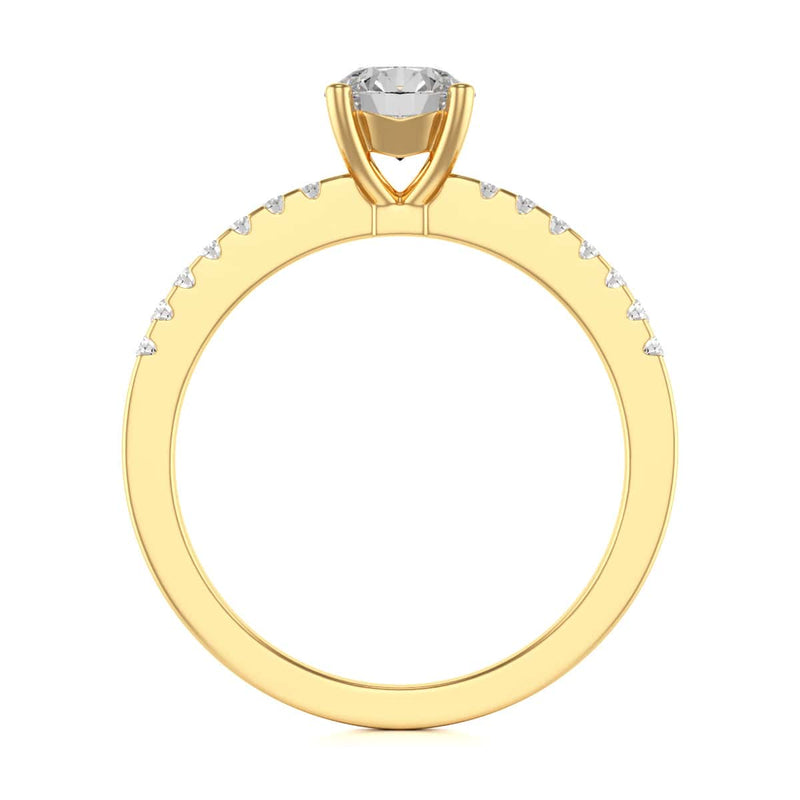 Diamond Engagement Ring- Round Four Claw Scallop Shoulder Set