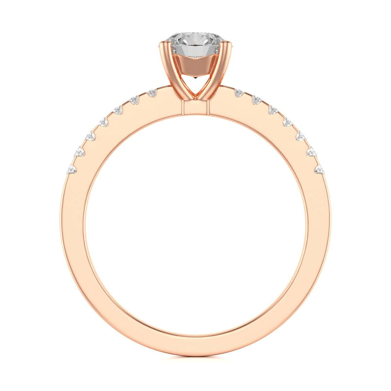 Diamond Engagement Ring- Round Four Claw Scallop Shoulder Set