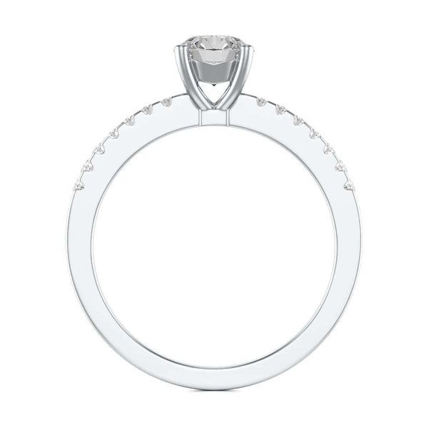 Diamond Engagement Ring- Round Four Claw Scallop Shoulder Set