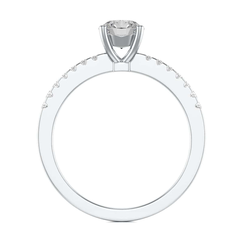 Diamond Engagement Ring- Round Four Claw Scallop Shoulder Set