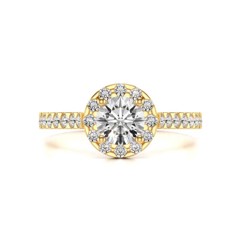 Diamond Engagement Ring- Round Halo Scallop Shoulder Set