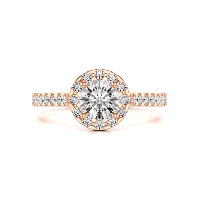 Diamond Engagement Ring- Round Halo Scallop Shoulder Set