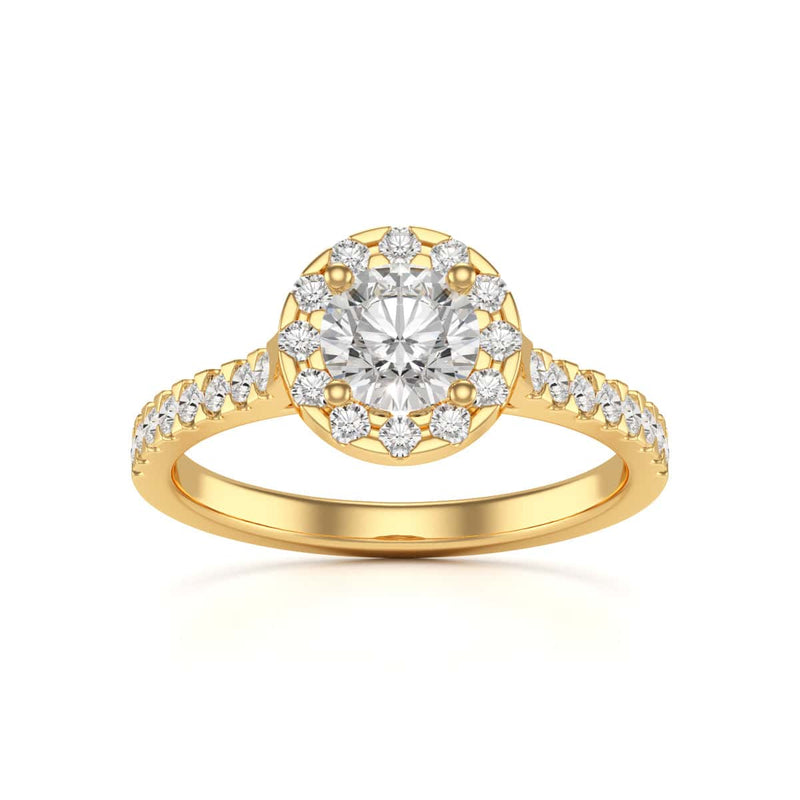 Diamond Engagement Ring- Round Halo Scallop Shoulder Set