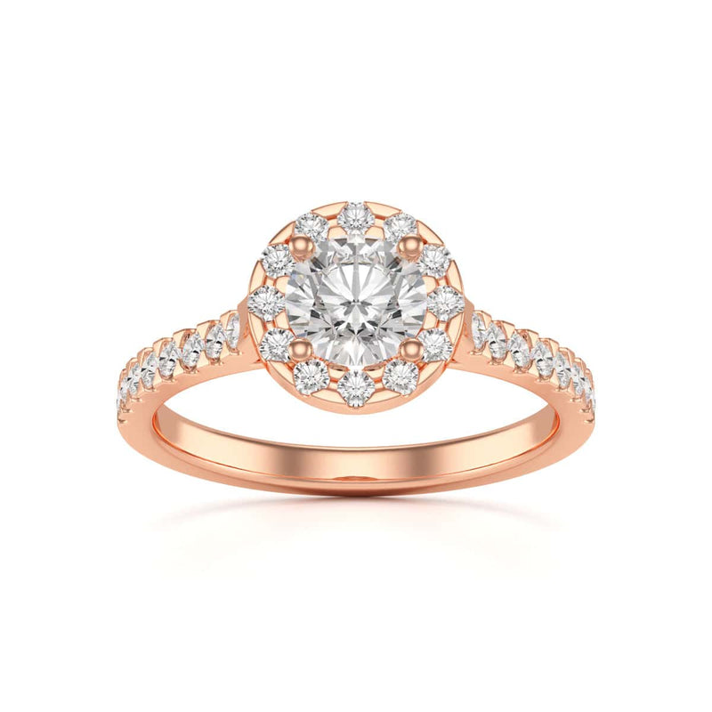Diamond Engagement Ring- Round Halo Scallop Shoulder Set