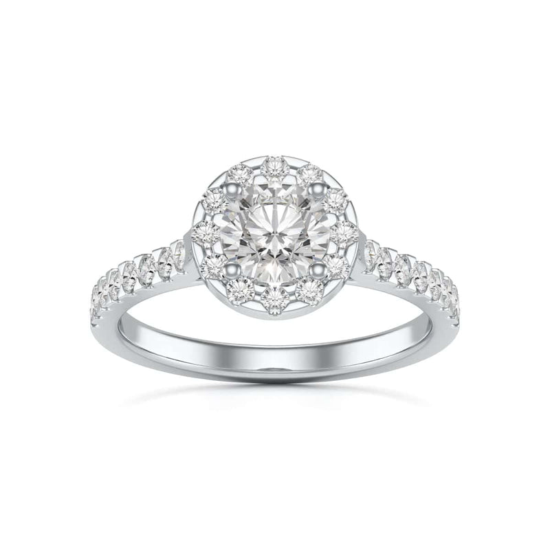 Diamond Engagement Ring- Round Halo Scallop Shoulder Set