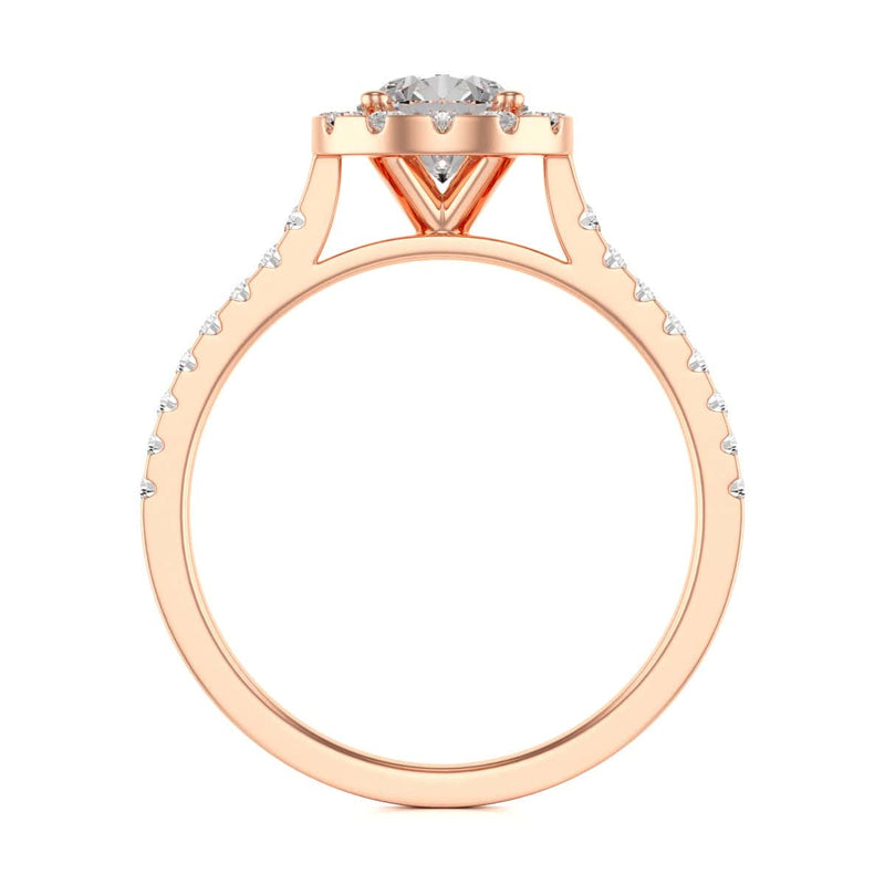 Diamond Engagement Ring- Round Halo Scallop Shoulder Set