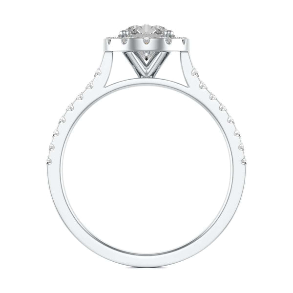Diamond Engagement Ring- Round Halo Scallop Shoulder Set