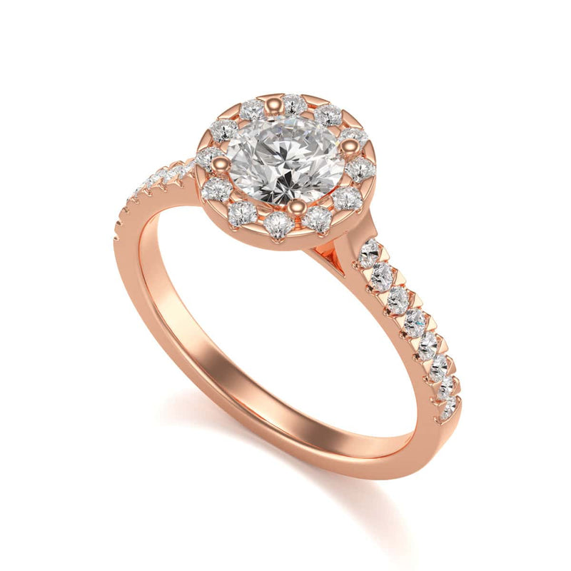 Diamond Engagement Ring- Round Halo Scallop Shoulder Set