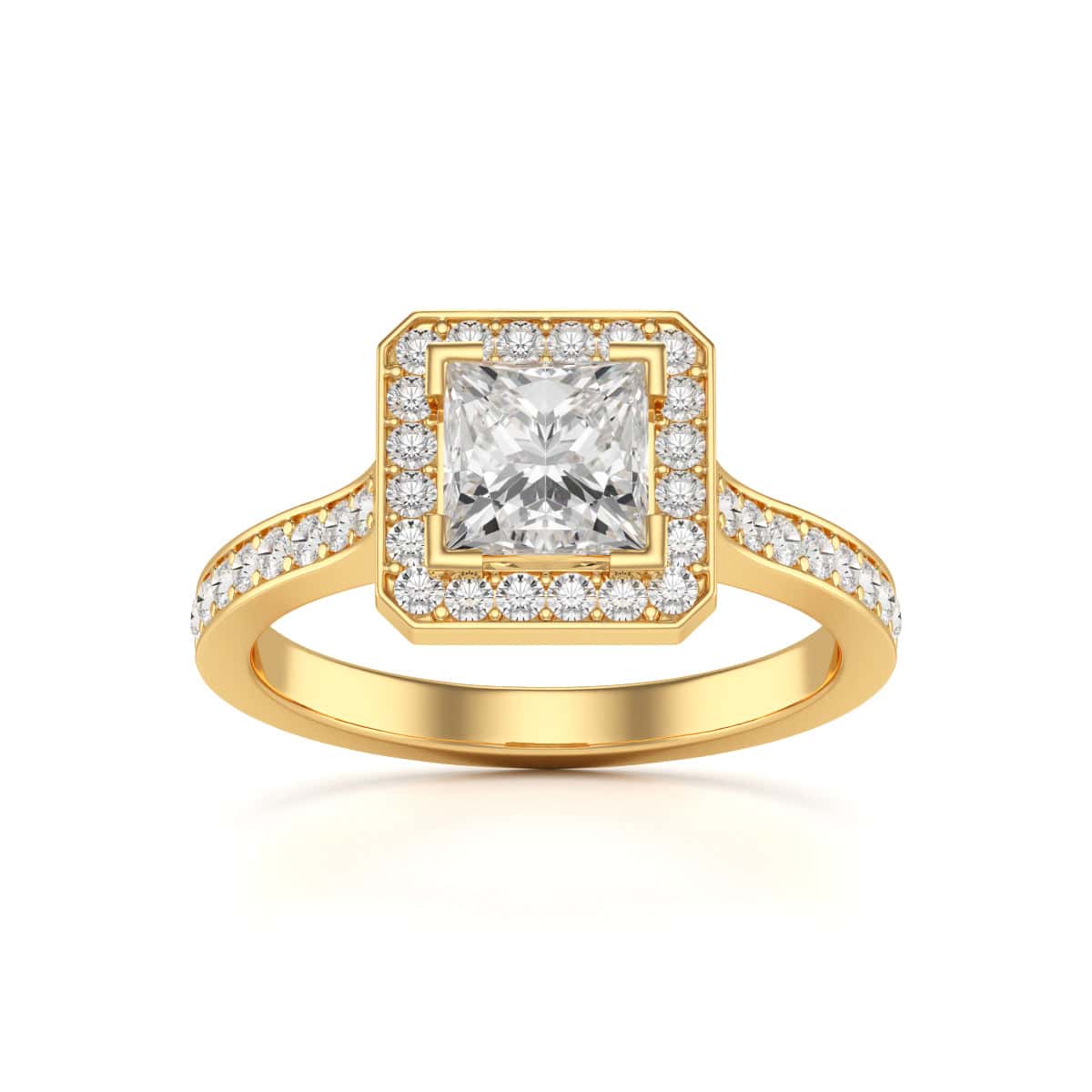 Diamond Engagement Ring Princess Halo Channel and Grain Set Manna Jewellers Ltd