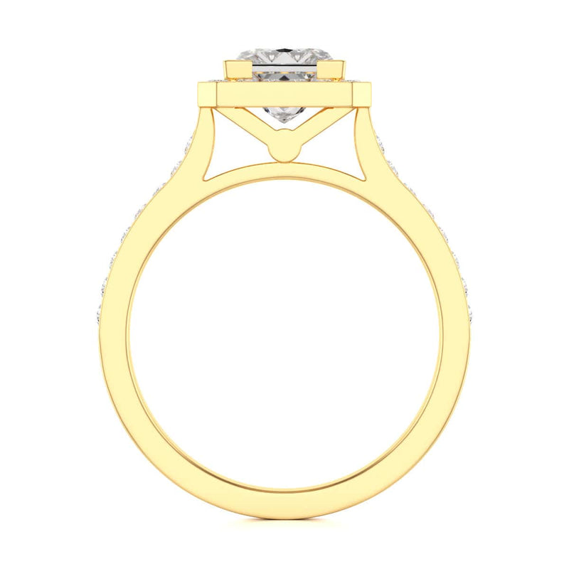 18ct Gold Princess Cut Halo Diamond Engagement Ring - Square Shape