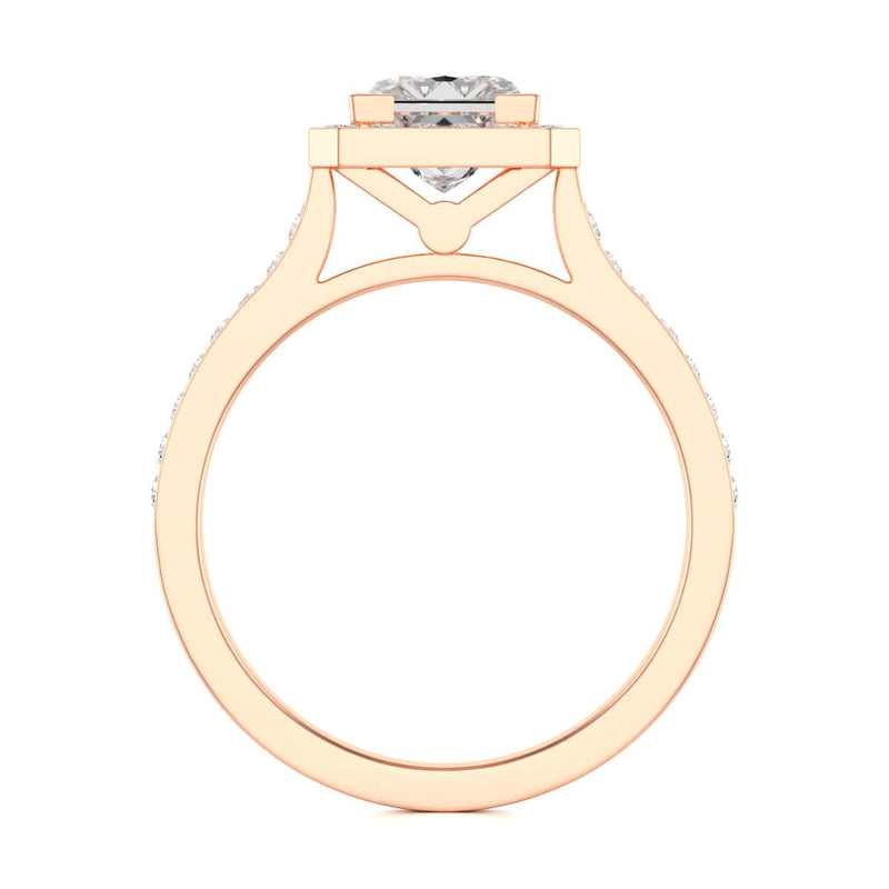 18ct Gold Princess Cut Halo Diamond Engagement Ring - Square Shape