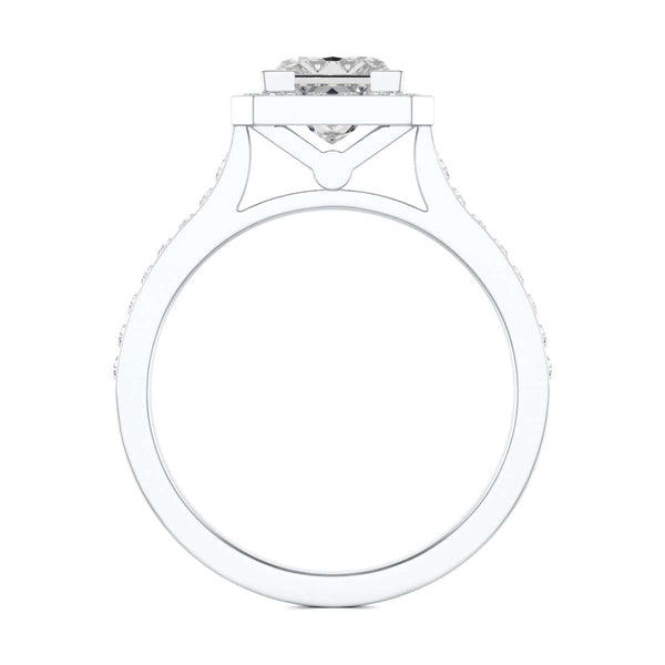 18ct Gold Princess Cut Halo Diamond Engagement Ring - Square Shape