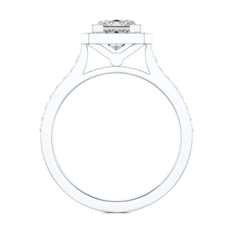 18ct Gold Princess Cut Halo Diamond Engagement Ring - Square Shape