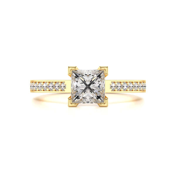 Diamond Engagement Ring- Princess Channel and Grain Set