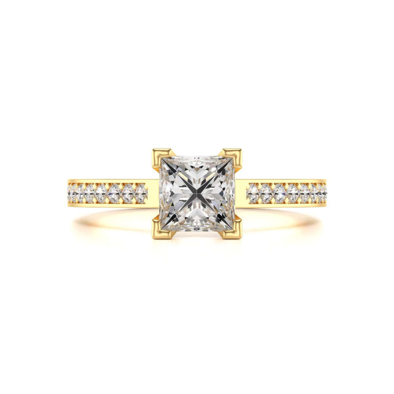 Diamond Engagement Ring- Princess Channel and Grain Set