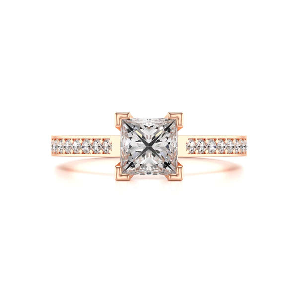 Diamond Engagement Ring- Princess Channel and Grain Set